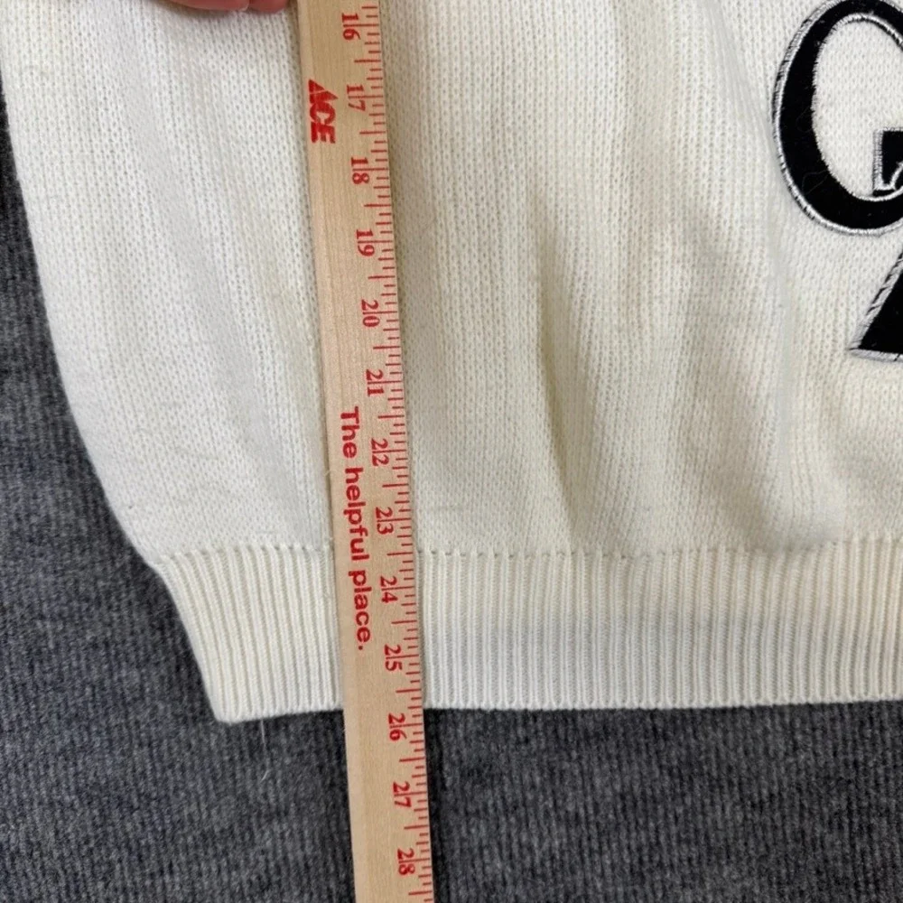 Vintage Code Zero Intensity Sweater White Black V-Neck Geometric Knit Mens Small